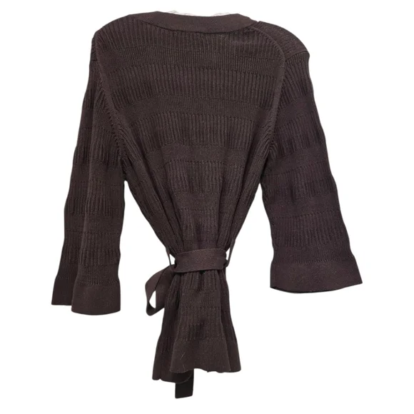 Banana Republic Belted Cardigan Jacket Dark Brown XL Textured 100% Cotton NWT - Picture 10 of 14